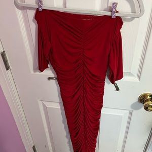 Scrunched up red dress